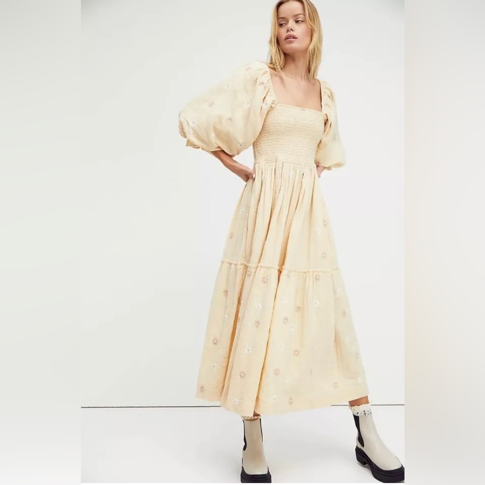 Free People Dahlia Embroidered Maxi Dress S